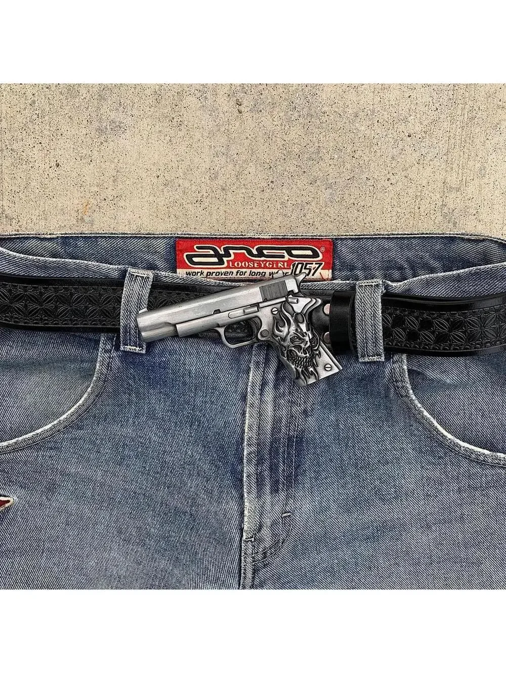 Grunge Punk Gun Skeleton Y2K 2000s style belt. 47 inches length